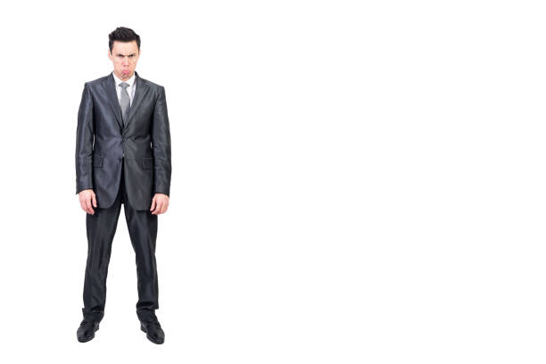 istock Funny angry businessman in studio. White background. 2160955778