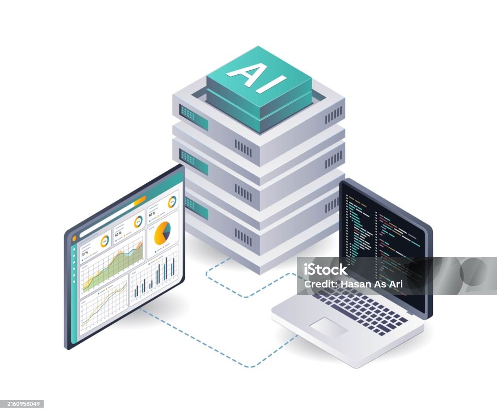 Ai Data Analytics For Server System Management Stock Illustration ...