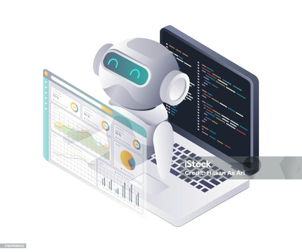 Ai Robots In Programming Language Analysis And Automation Stock ...