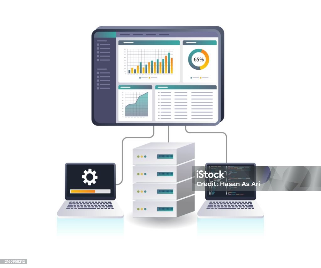 Computer Technology Server Problem Analysis Of Server Computer Technology Flat Illustration Stock ...