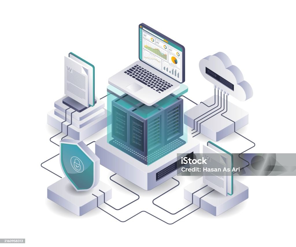 Analyzing Data Server Management Security Networks Stock Illustration ...