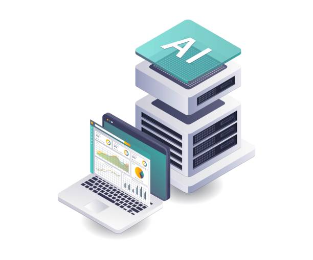 Analyzing Server Data Using Artificial Intelligence Analyzing Server Data Using Artificial Intelligence automated server provisioning ai stock illustrations