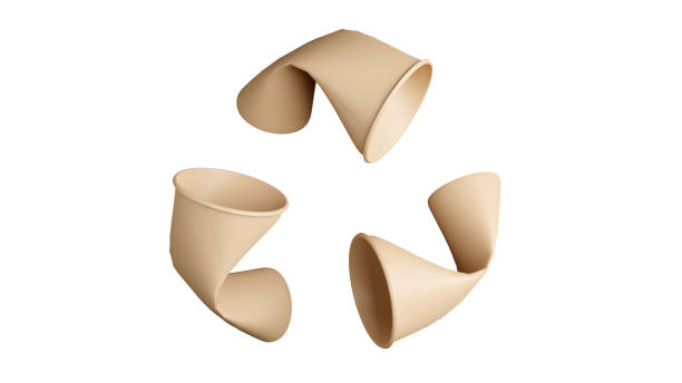 istock Recycl paper cup form mobius loop or recycling symbol, clipping path, 3d render 2160964631