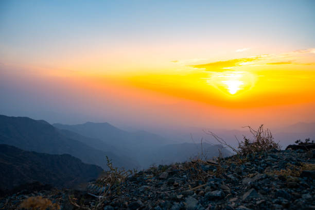 A beautiful landscape of Al Hada Mountains, During Sunset