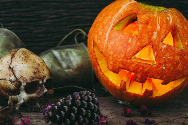 halloween pumpkin on wooden background
