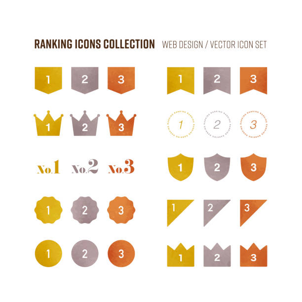 Material used to express rankings and ranks. A set of ranking icons with a rough texture.