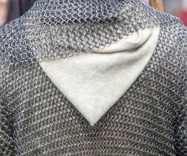 Metal armor of a knight. Back view.