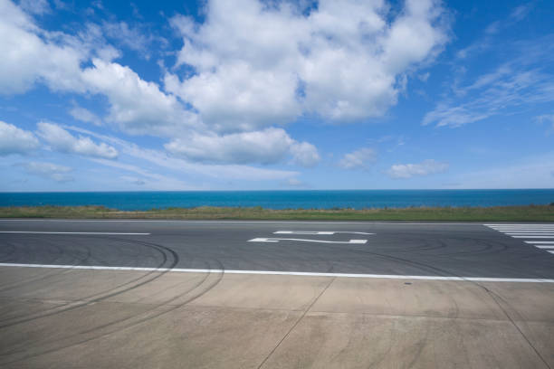 Commercial airport runway with connections and taxiways.