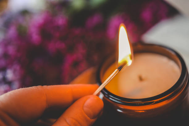 istock Girl lights a candle, spring aesthetics 2160974645