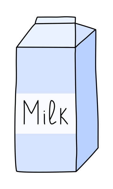 Carton pack or box with milk, cooking or baking kitchen design element, vector Carton pack or box with milk, cooking or baking kitchen design element, vector illustration blank cereal box clip art stock illustrations