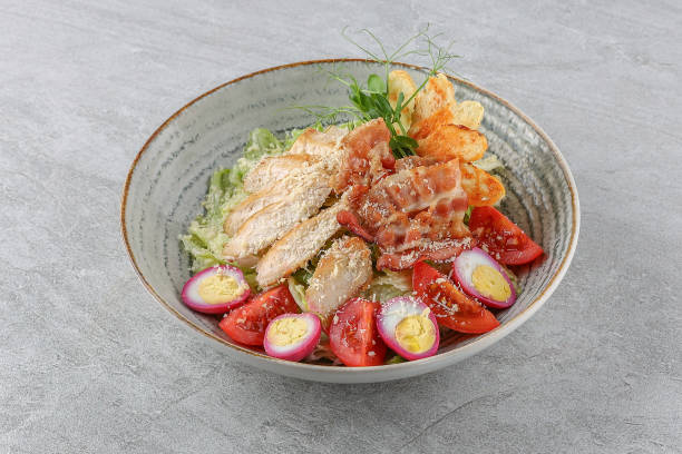 istock Salmon salad on a stone background studio shooting 2 2160977279
