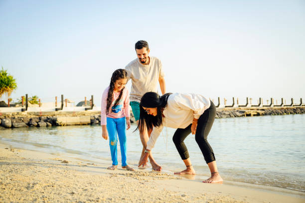Saudi beachcombers on vacation at Red Sea resort