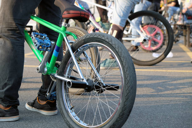 Close up of a handlebar on a bicycle
