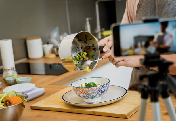 istock The chef is broadcasting live from workshop how to prepare a vegetarian green curry 2160986190