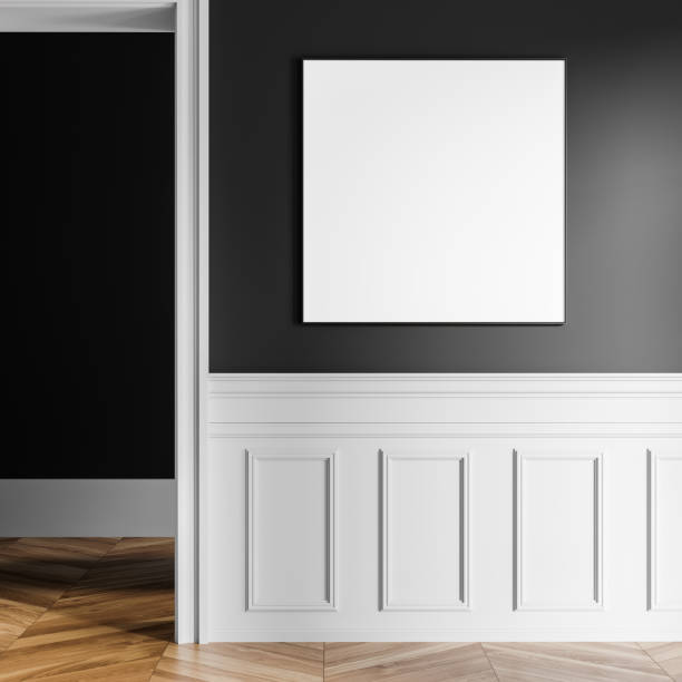 istock Molding home empty living room interior and mockup poster on partition 2160988495