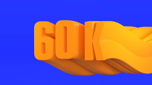 istock Yellowish Orange 60k Lettering with 3D Extrude Wavy Text Effect Against Blue Background 2160988849