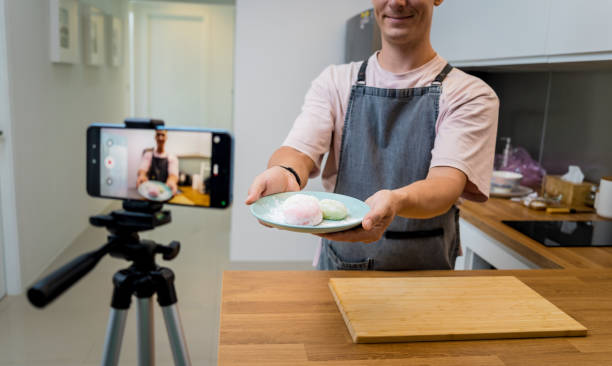 istock The chef is broadcasting live from workshop how to prepare a delicious Japanese mochi 2160993052