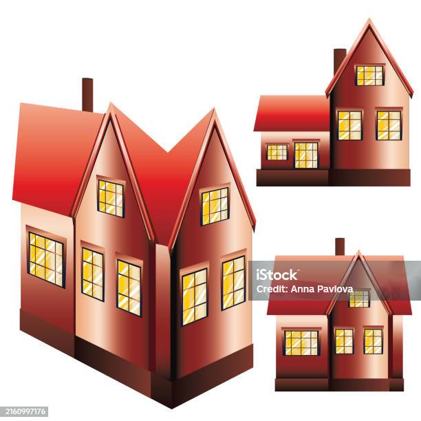 Three Houses Example Three Houses Set Stock Illustration - Download Image Now - Built ...