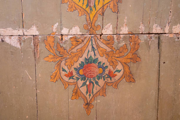 istock Vintage Floral Wooden Panel Art 2160999644