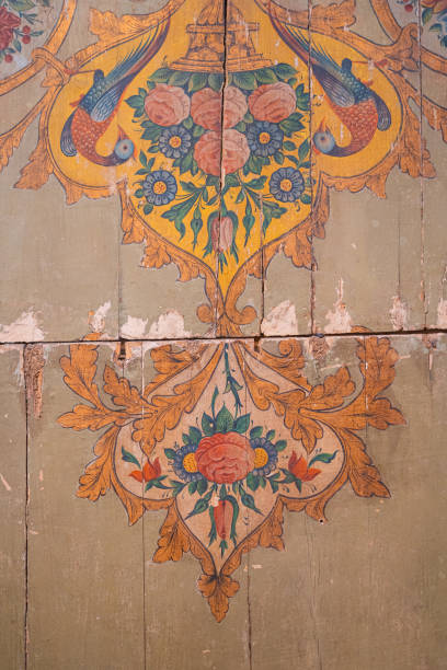 istock Vintage Floral Wooden Panel Art 2160999686