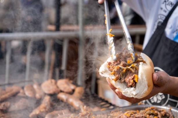 istock Person preparing a delicious Argentine meat sandwich 2161003854