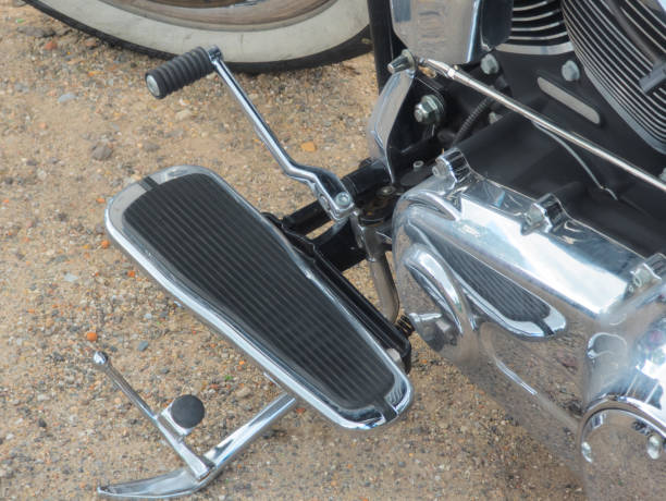 istock Close-Up of Footrest System on a Loud Cruiser Motorcycle 2161005148