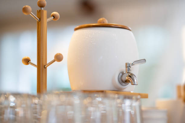 White color ceramics Water Beverage Dispenser with Stand and cup holder