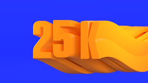 istock Yellowish Orange 25k Lettering with 3D Extrude Wavy Text Effect Against Blue Background 2161016515