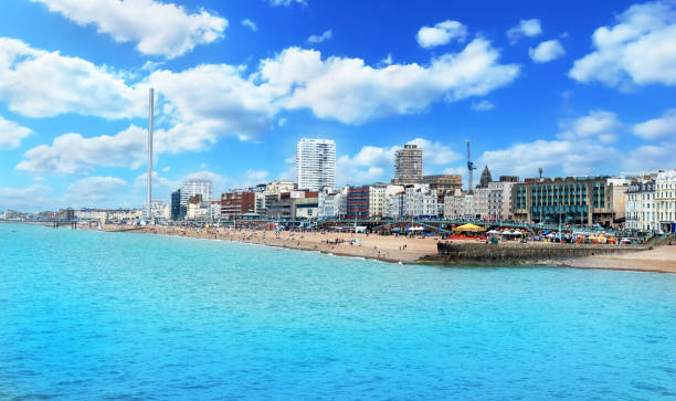 Landscape view of Pebble beach in Brighton