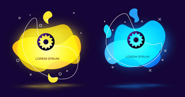 istock Black Chakra icon isolated on black background. Abstract banner with liquid shapes. Vector 2161025564