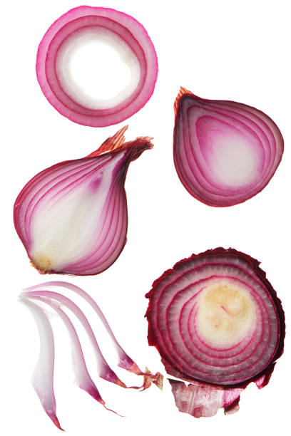 istock Sliced red onion isolated on white background 2161026051