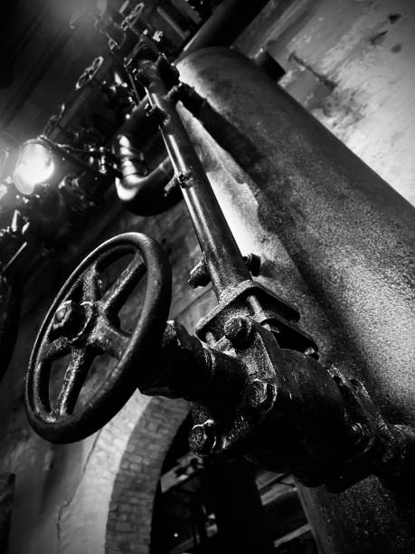 istock Black-and-White Industrial Machinery Valve 2161026396