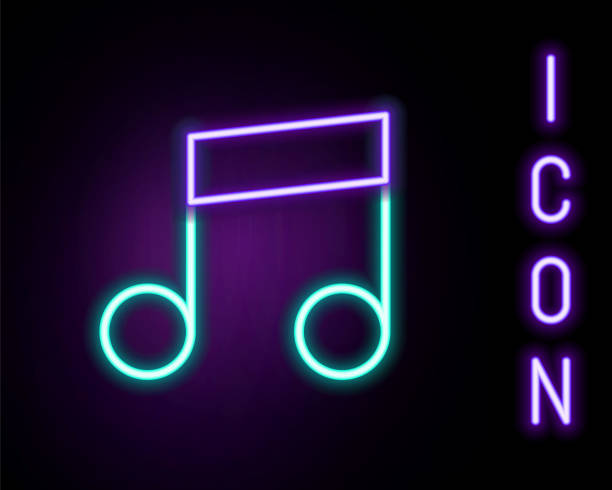 istock Glowing neon line Music note, tone icon isolated on black background. Colorful outline concept. Vector 2161030669