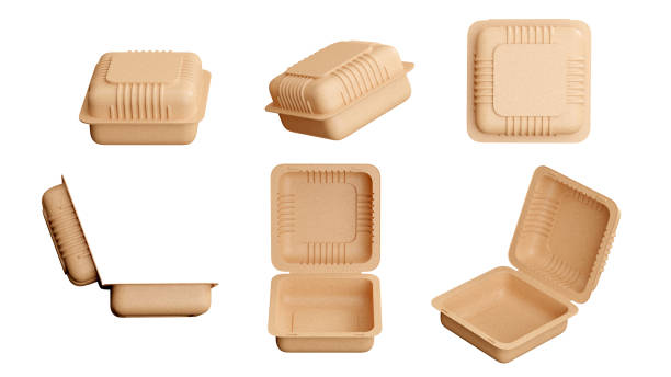 istock empty disposable paper food packaging tray, clipping path,3D render 2161033626