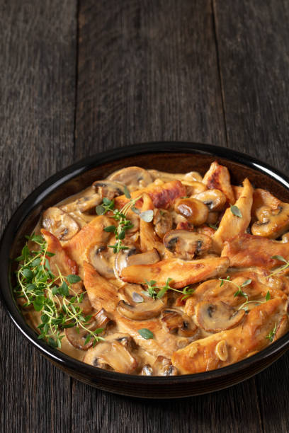 istock chicken stroganoff in a baking dish, top view 2161037420