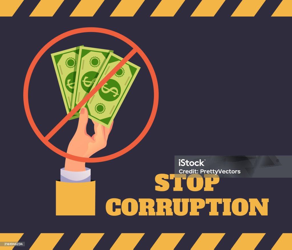 Corruption Hand Stop Corruption Hand Gesture Isolated Concept Vector Graphic Design ...