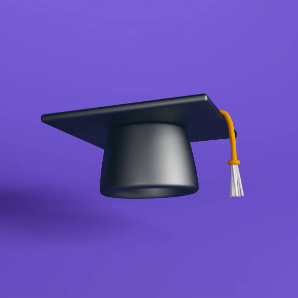 Steps with graduation cap. Ladder of success.