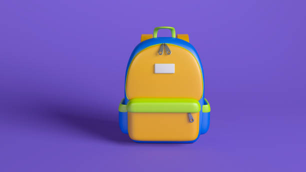 istock Colorful Backpack on Vibrant Purple Background. 2161046376