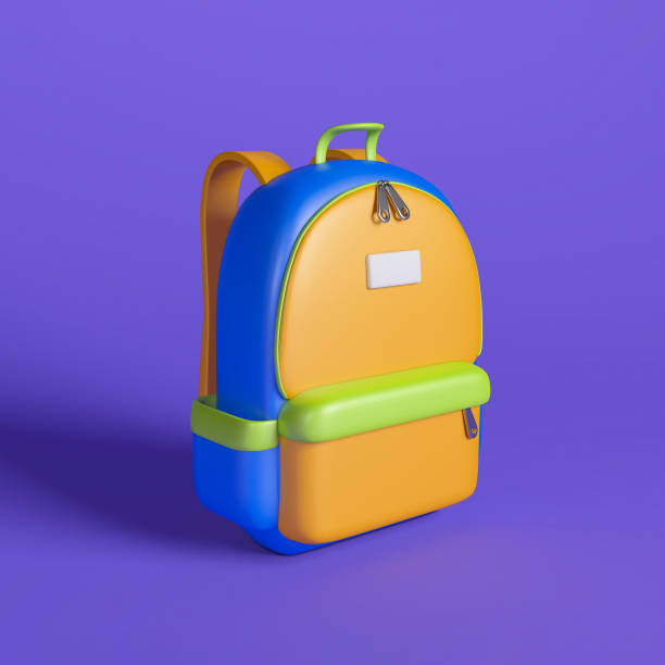 istock Bright and Colorful Backpack on Purple Background. 2161046381