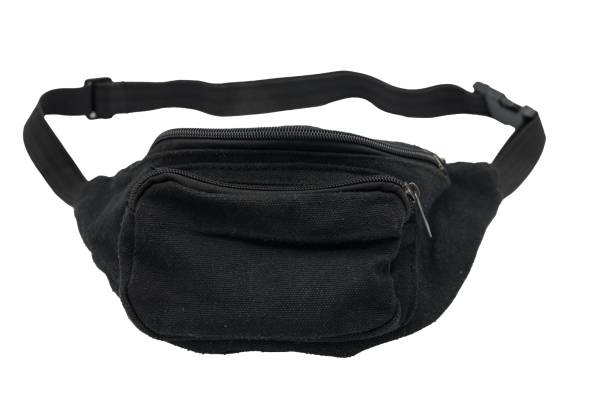 istock black fanny pack on a white background. Basic and simple clothing 2161056846