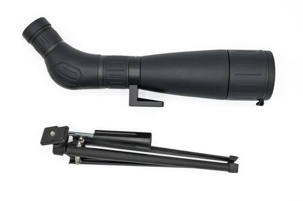 istock telescope and tripod kit on white background, used to view the target at the shooting range 2161058330