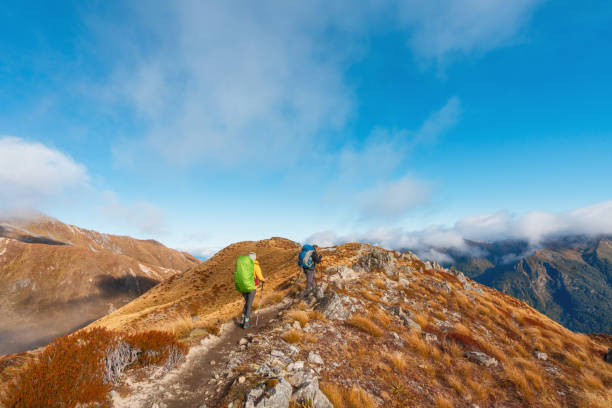 People walking through the Kepler track, Fiordland National Park , South Island, New Zealand.
