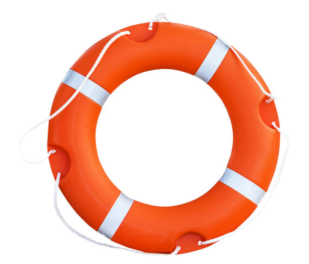 istock Orange and White Lifebelt Isolated 2161061594