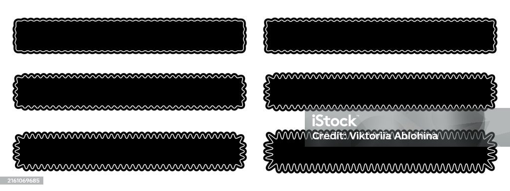Wavy Rectangular Label Set Of Long Rectangle Forms With Wavy Borders Wiggly Rectangular Shapes ...