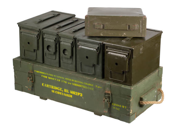 istock Ammunition crate green color for 120mm mortar shell and ammo boxes. 2161071780