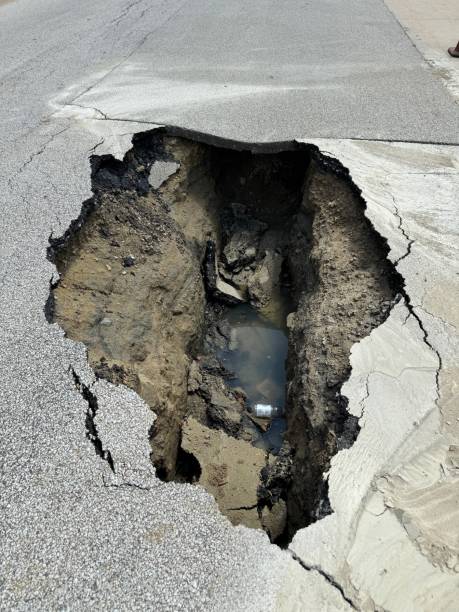 istock Parking lot sinkhole 2161071946