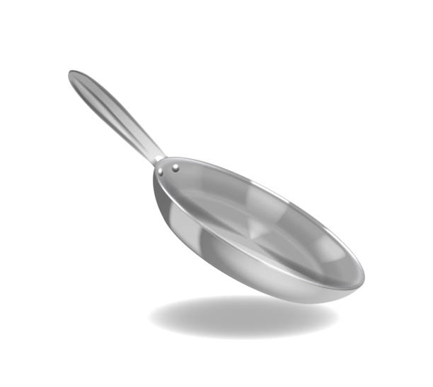 istock High-quality Stainless Steel Frying Pan With A Sleek Handle Isolated On White Background. 3d Vector Shiny Cooking Tool 2161073008