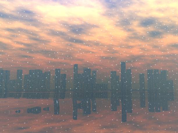 istock Fantastic landscape of Snowfall and Skyscrapers 2161073567