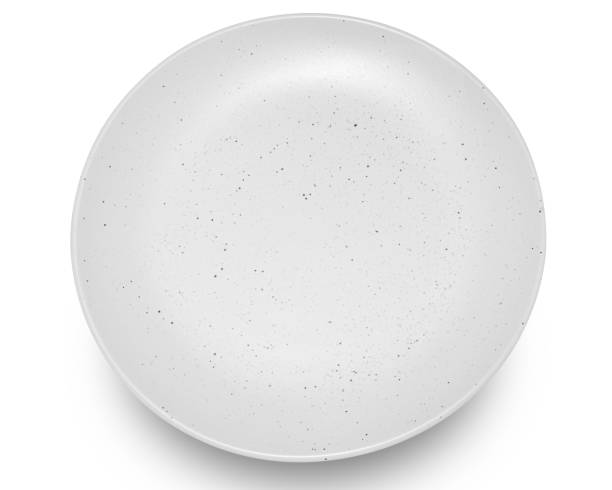 istock White circle ceramics plate isolated on white background. 2161075353