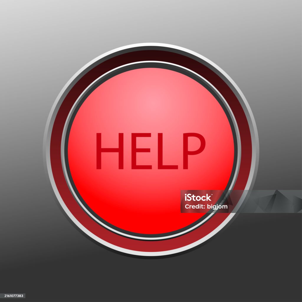Red Help Button On Metal Vector Illustration Stock Illustration ...